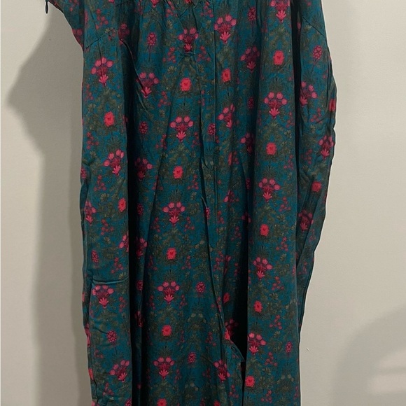 Natural Life Pattie Tie-Front Jumpsuit Teal Pink Birder XL - Picture 3 of 6